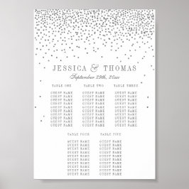 Póster Gráfico de Assentos de Casamento Confete Prata Gla