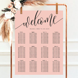 Poster Gráfico de Assentos de Casamento Coral Minimalista