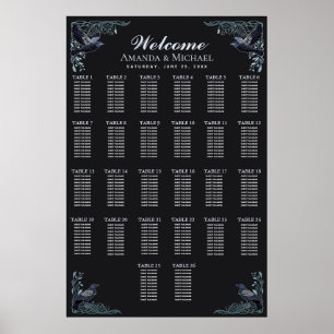 Poster Gráfico de Assentos de Casamento Corvo Gótico Prat