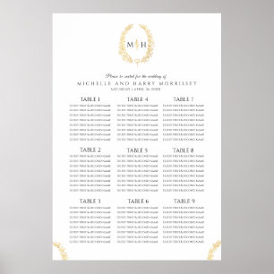 Poster Gráfico de assentos de casamento da coroa oval br