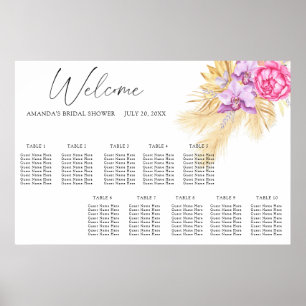 Poster Gráfico de assentos de casamento das flores do aqu