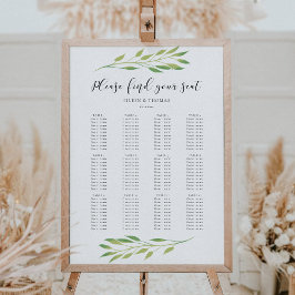 Poster Gráfico de assentos de casamento das folhas verdes