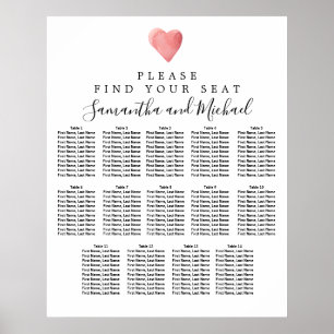 Poster Gráfico de Assentos de Casamento de 14 Mesas do Co