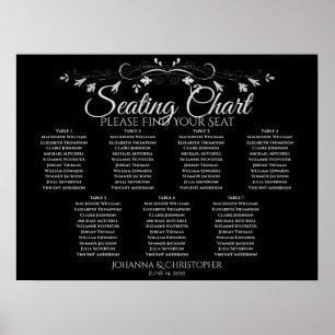 Poster Gráfico de Assentos de Casamento de 7 Mesas Silver