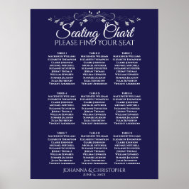 Poster Gráfico de Assentos de Casamento de 9 Mesas Prata 