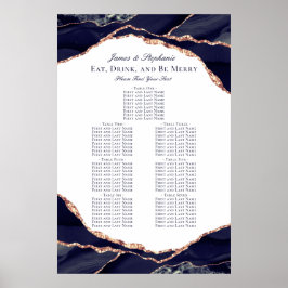 Poster Gráfico de Assentos de Casamento de Agata Azul Mar