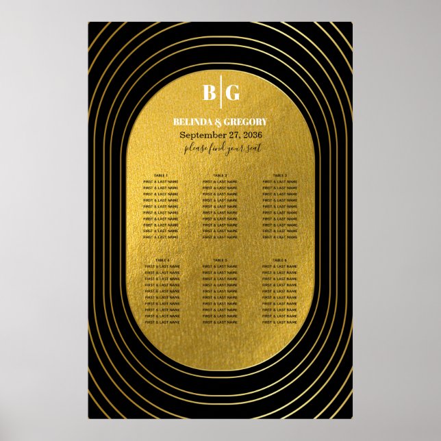 Poster Gráfico de Assentos de Casamento de Arcos Modernos (Frente)