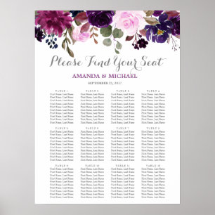 Poster Gráfico de Assentos de Casamento de Boho Floral de