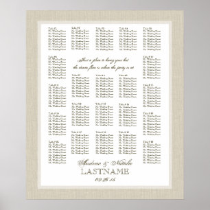Póster Gráfico de Assentos de Casamento de Burlap Light