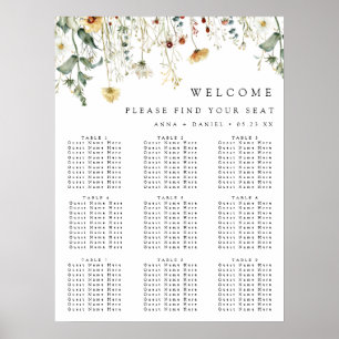 Poster Gráfico de Assentos de Casamento de Campo de Flore