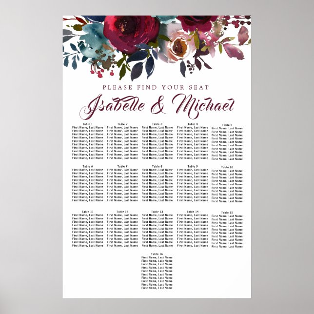 Poster Gráfico de Assentos de Casamento de Casamento de 1 (Frente)