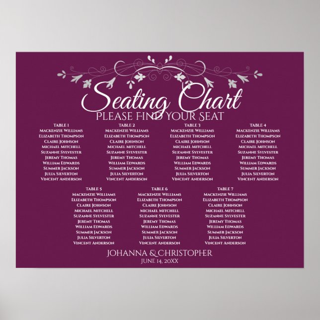 Poster Gráfico de Assentos de Casamento de Casamento de M (Frente)