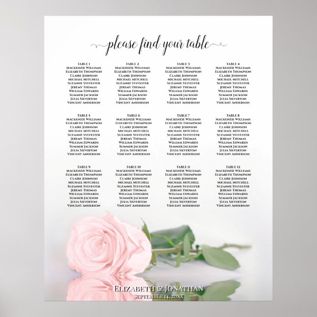 Poster Gráfico de Assentos de Casamento de Casamento de M (Frente)