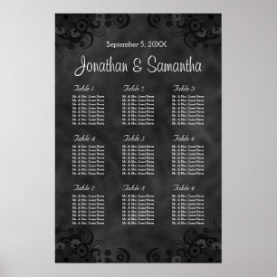 Poster Gráfico de Assentos de Casamento de Casamento de M