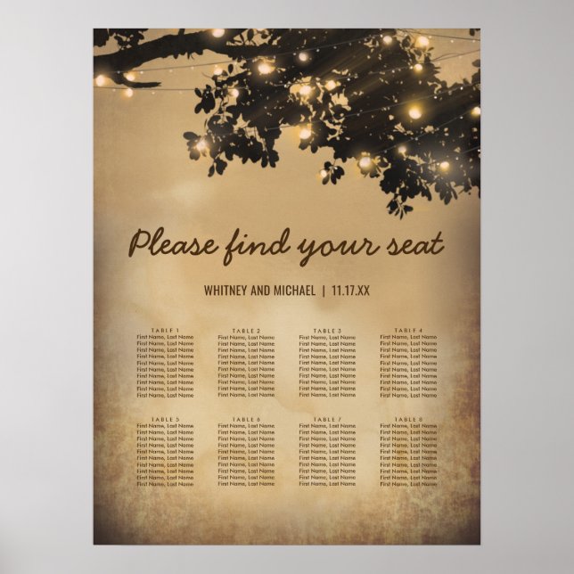 Poster Gráfico de Assentos de Casamento de Casamento de M (Frente)