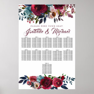 Poster Gráfico de Assentos de Casamento de Casamento de M