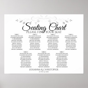 Poster Gráfico de Assentos de Casamento de Casamento de M