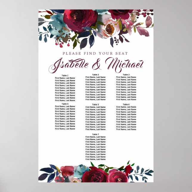 Poster Gráfico de Assentos de Casamento de Casamento de M (Frente)