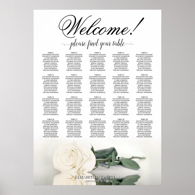 Poster Gráfico de Assentos de Casamento de Casamento de M (Frente)