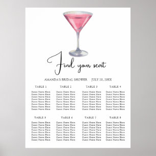 Poster Gráfico de assentos de casamento de coquetel aquar