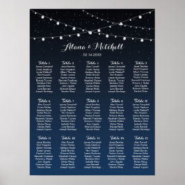 Póster Gráfico de Assentos de Casamento de Estrelas Azuis