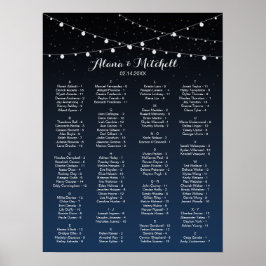 Póster Gráfico de Assentos de Casamento de Estrelas Azuis
