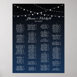 Póster Gráfico de Assentos de Casamento de Estrelas Azuis