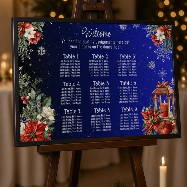 Poster Gráfico de Assentos de Casamento de Férias de Nata (Criador carregado)