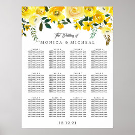 Poster Gráfico de Assentos de Casamento de Flor Amarelo V