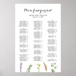 Poster Gráfico de Assentos de Casamento de Flor Silvestre
