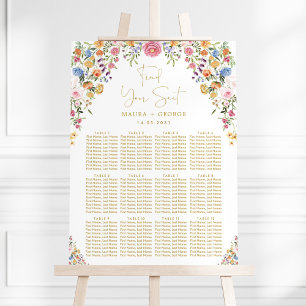 Poster Gráfico de Assentos de Casamento de Flores de Jard