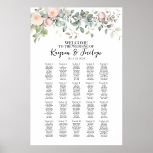 Poster Gráfico de assentos de casamento de flores elegant