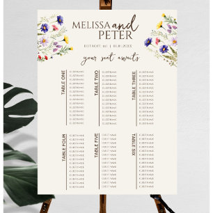 Poster Gráfico de Assentos de Casamento de Flores Selvage