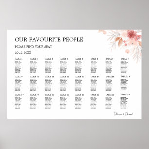 Poster Gráfico de Assentos de Casamento de Flores Selvage
