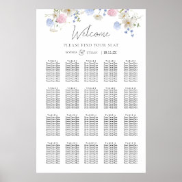 Poster Gráfico de Assentos de Casamento de Flores Silvest