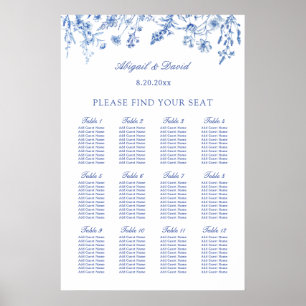 Poster Gráfico de Assentos de Casamento de Flores Silvest