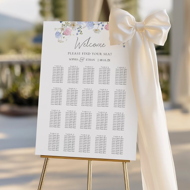 Poster Gráfico de Assentos de Casamento de Flores Silvest (Criador carregado)