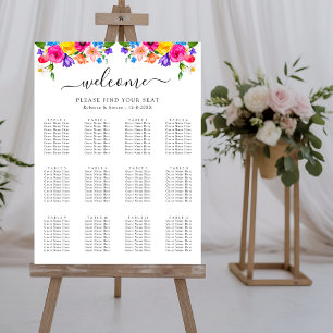 Poster Gráfico de assentos de casamento de flores silvest