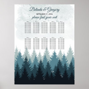 Poster Gráfico de Assentos de Casamento de Floresta de Aq