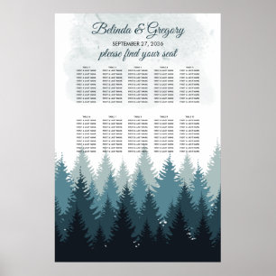 Poster Gráfico de Assentos de Casamento de Floresta de Aq