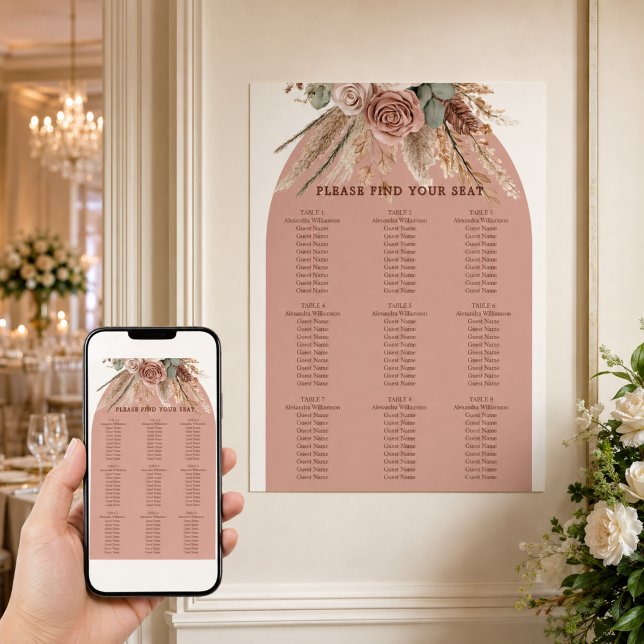 Poster Gráfico de assentos de casamento de grama de pampa (Criador carregado)