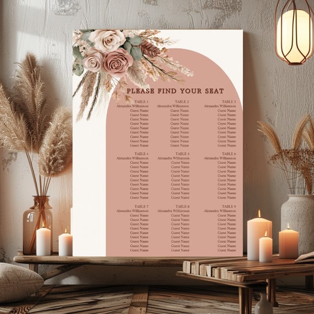 Poster Gráfico de assentos de casamento de grama pampas t (Criador carregado)