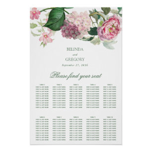 Póster Gráfico de Assentos de Casamento de Jardim das Flo