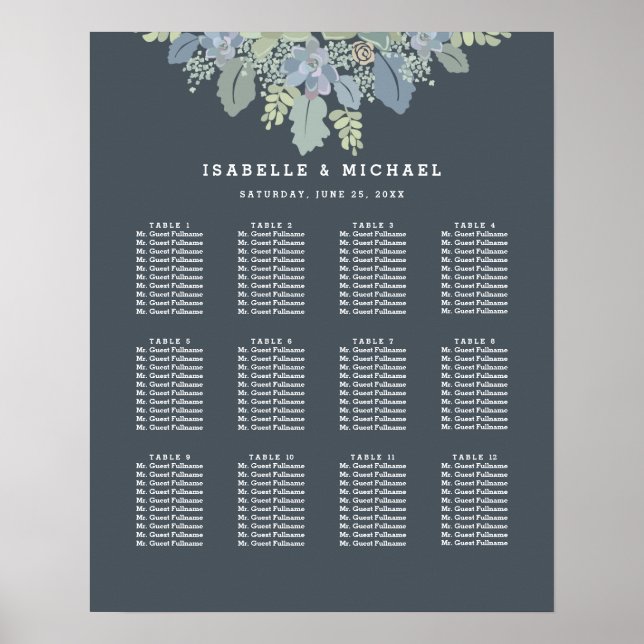 Poster Gráfico de Assentos de Casamento de Jardim de Vint (Frente)