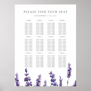 Poster Gráfico de Assentos de Casamento de Lavanda Floral