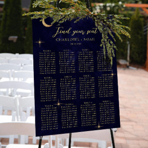 Poster Gráfico de Assentos de Casamento de Lua Dourada Ce