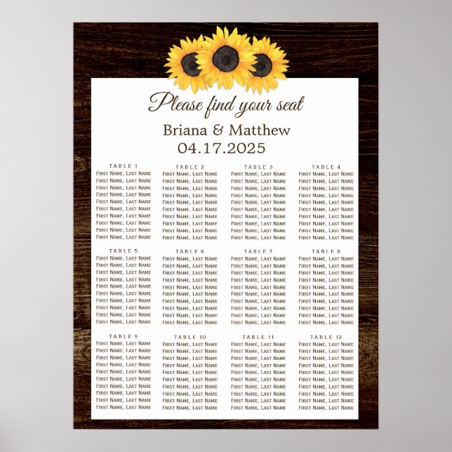 Póster Gráfico de Assentos de Casamento de Madeira com Gi (Frente)