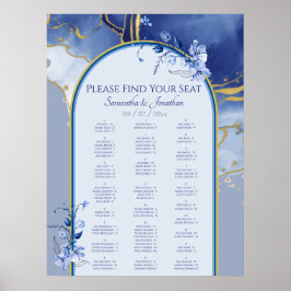 Poster Gráfico de Assentos de Casamento de Marble Azul-Mo