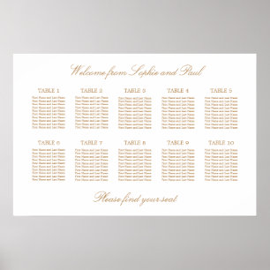 Poster Gráfico de Assentos de Casamento de Mesa 10 Bege D