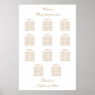 Poster Gráfico de Assentos de Casamento de Mesa 11 Bege D